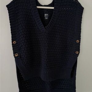 Maeve by Anthropologie Navy V-Neck Oversized Sweater Vest